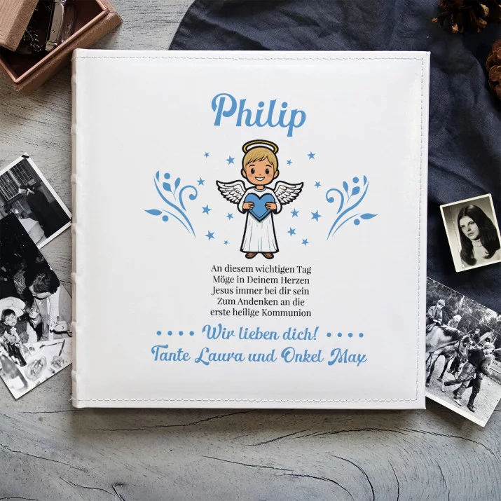 Kommunionwünsche Engel für einen Jungen - Personalisiertes Fotoalbum