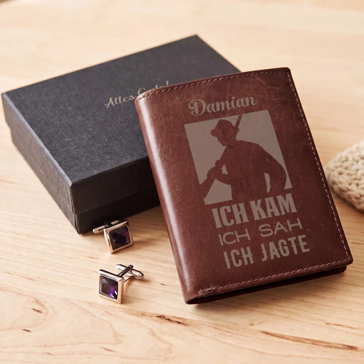 Ich kam, ich sah - Leder Portemonnaie für Herren