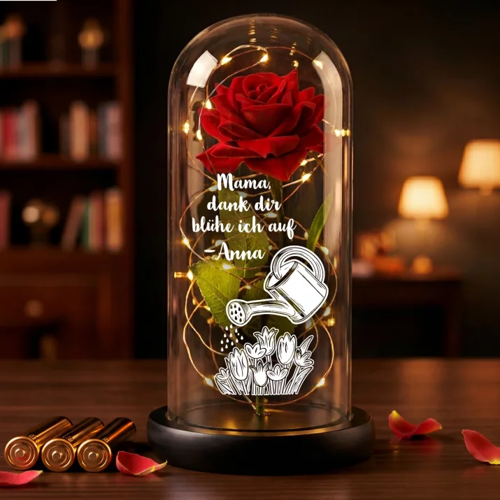 Mama, dank dir blühe ich auf - Ewige Rose Im Glas Mama, dank dir blühe ich auf - Ewige Rose Im Glas