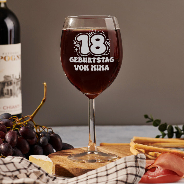 18. Geburtstag - Weinglas mit Gravur