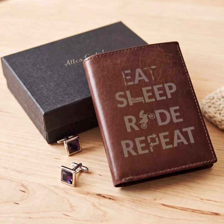 Eat, Sleep, Ride - Leder Portemonnaie für Herren Eat, Sleep, Ride - Leder Portemonnaie für Herren