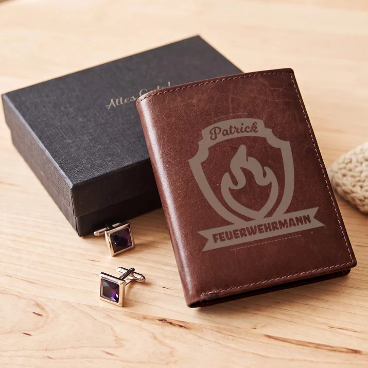 Feuerwehrmann - Leder Portemonnaie für Herren Feuerwehrmann - Leder Portemonnaie für Herren