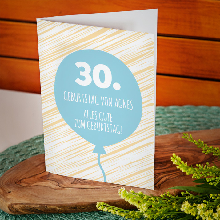 30. Geburtstag Ballon - Glückwunschkarte