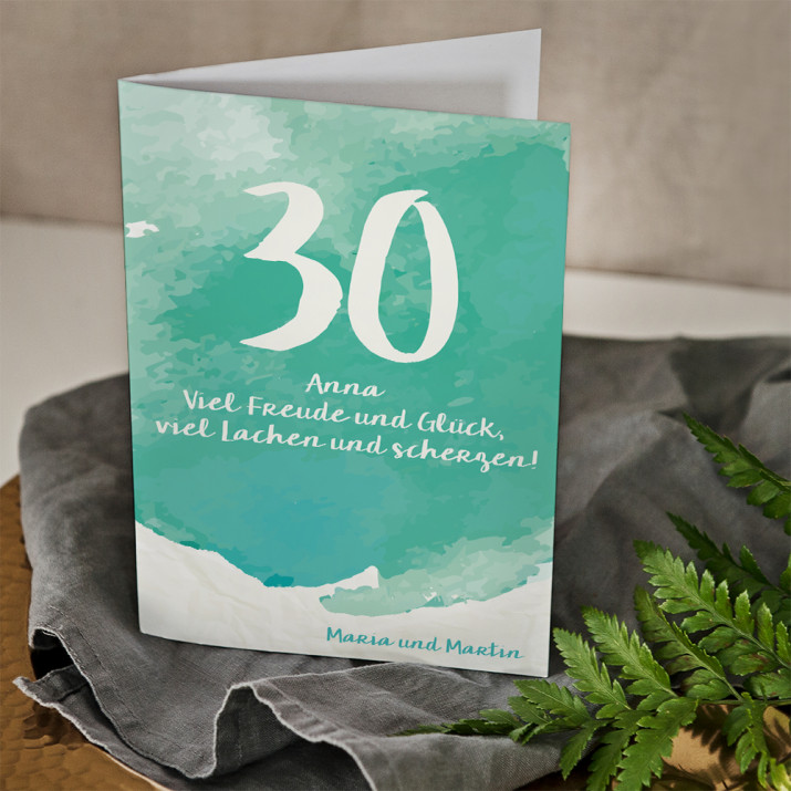 30. Geburtstag Watercolor - Glückwunschkarte