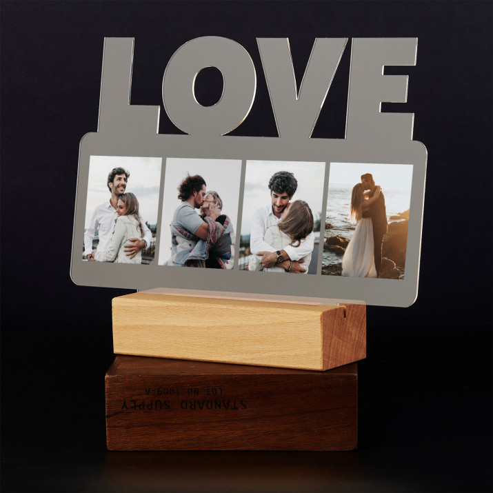 4 fotos love - Druck auf Acrylglas mit LED Beleuchtung - Wort LOVE