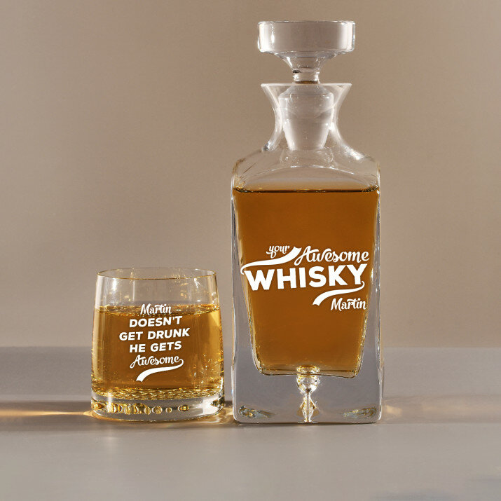 Awesome Whisky - Whiskykaraffe und Whiskygläser - Set mit Gravur