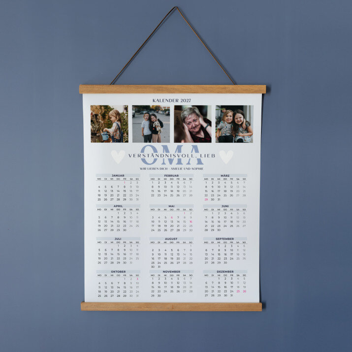 Oma - Poster-Kalender mit Holzleisten