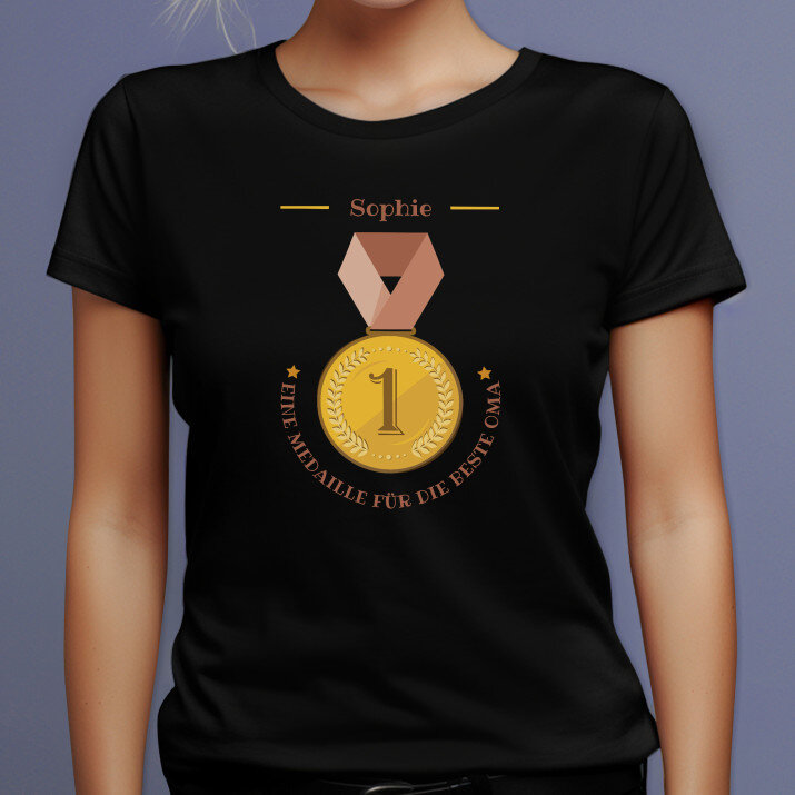 Medaille für oma - Schwarzes T-Shirt für Damen