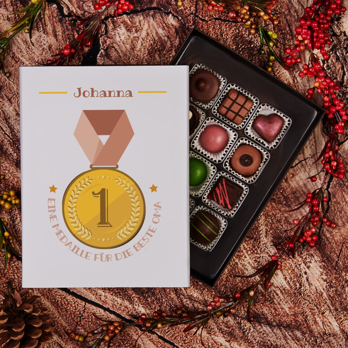 Medaille für Oma - Belgische Pralinen