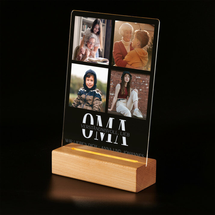 Oma - Druck auf Acrylglas mit LED Beleuchtung