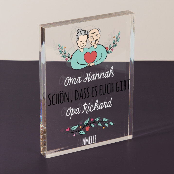 Oma, Opa, vielen Dank - Acrylblock