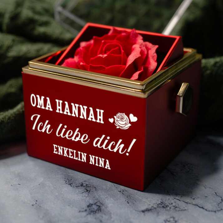 Oma, ich liebe dich - Schmuckkästchen mit einer Rose