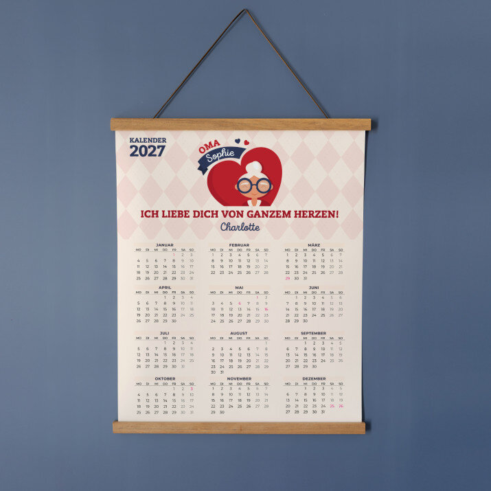 Oma, ich liebe Dich von ganzem Herzen - Poster-Kalender mit Holzleisten Oma, ich liebe Dich von ganzem Herzen - Poster-Kalender mit Holzleisten