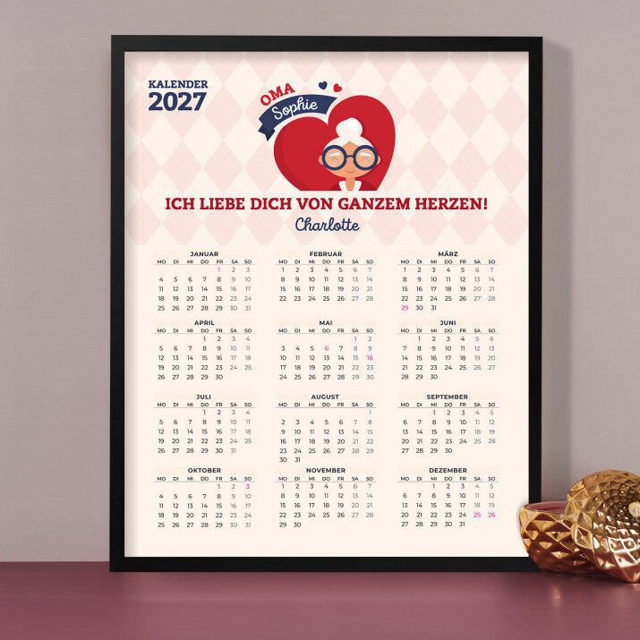 Oma, ich liebe Dich von ganzem Herzen - Kalender im Rahmen Oma, ich liebe Dich von ganzem Herzen - Kalender im Rahmen