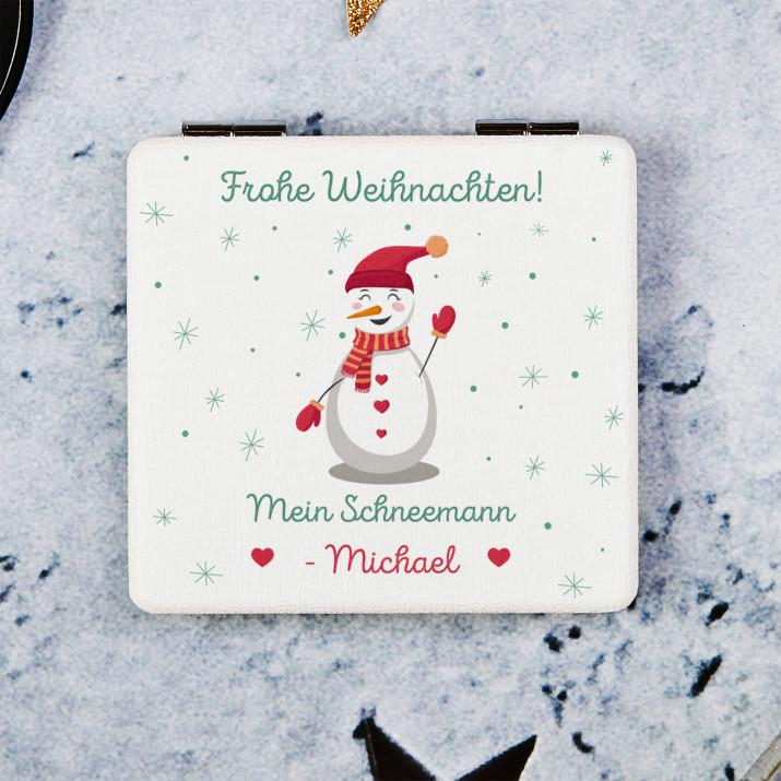 Schneemann - Taschenspiegel mit Aufdruck