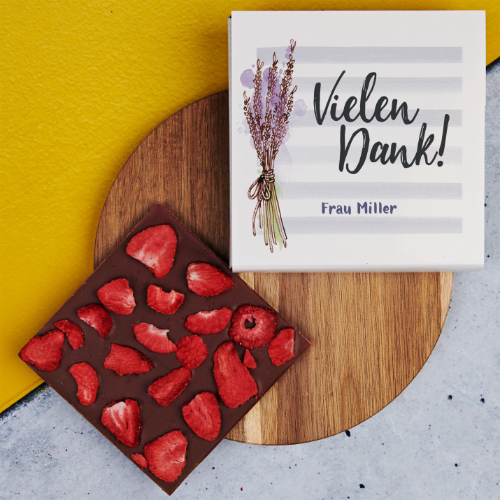 Vielen Dank - Schokolade mit Erdbeeren