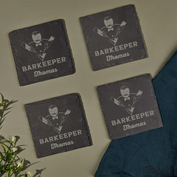 Barkeeper - Tassenuntersetzer aus Schiefer