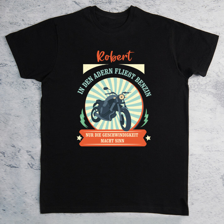 Benzin in den Adern - Schwarzes T-Shirt für Herren