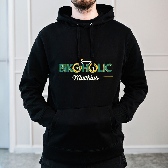 Bikoholic - Schwarzer Kapuzenpullover für Herren
