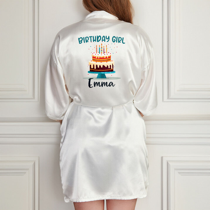 Birthday girl - Bademantel aus Satin 