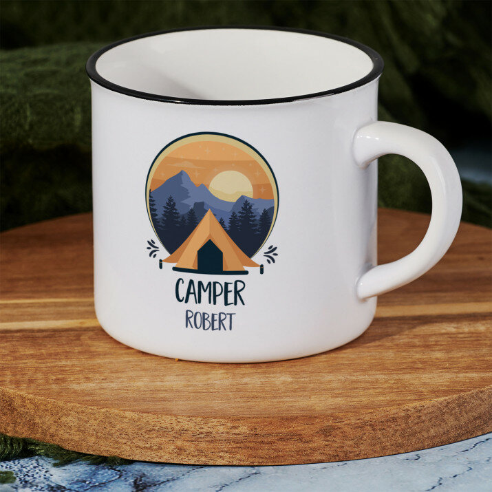Camper - Keramikbecher mit schwarzem Rand