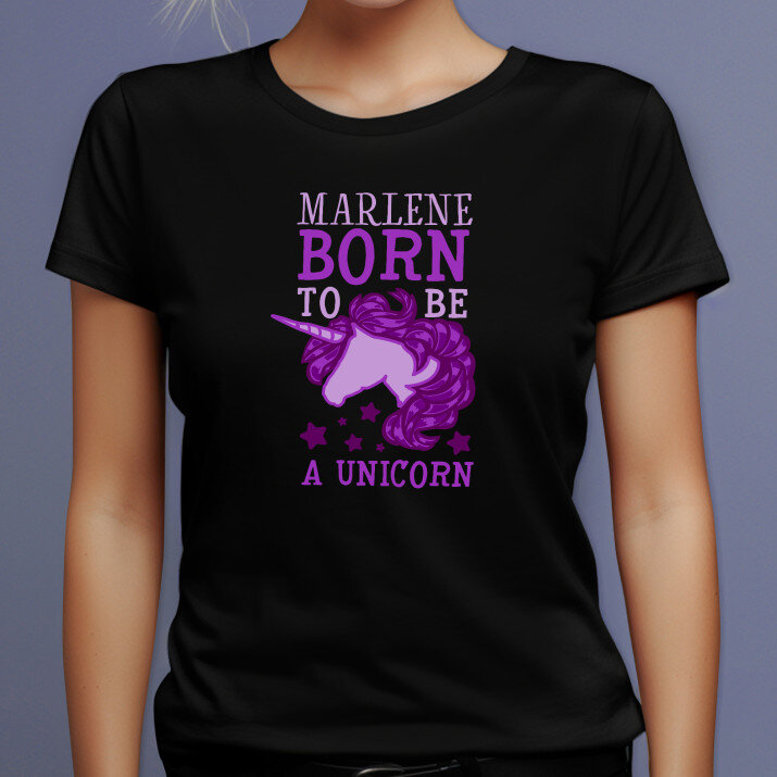 Born to be unicorn - Schwarzes T-Shirt für Damen
