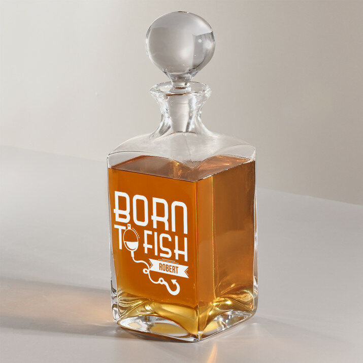 Born to fish - Whiskykaraffe mit Gravur