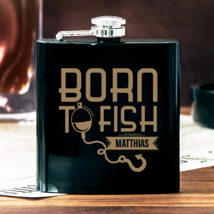 Born to fish - Flachmann mit Gravur