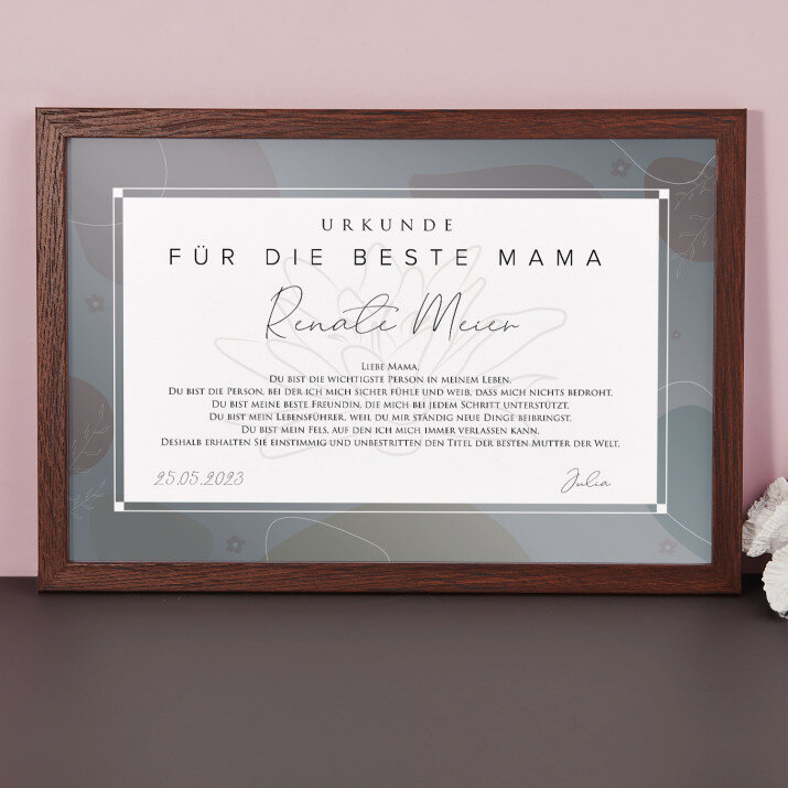 Urkunde - FÜR DIE BESTE MAMA
