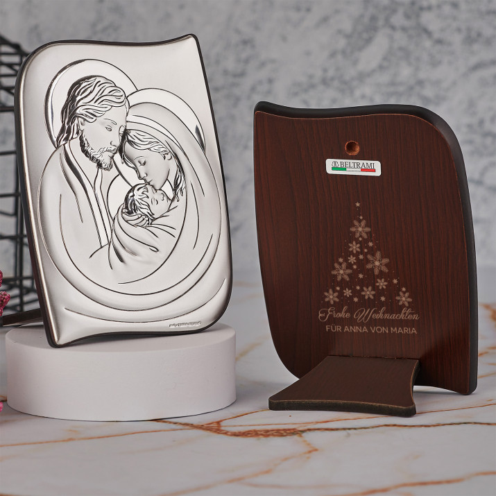- Hl. Familie - Silbernes Bild mit Gravur