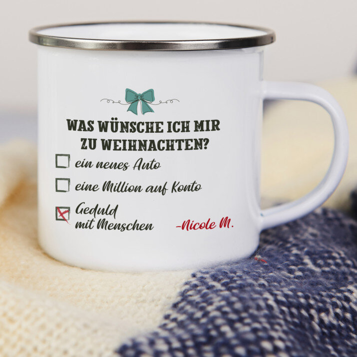 Was wünsche ich mir zu Weihnachten- Emaillierte Tassen