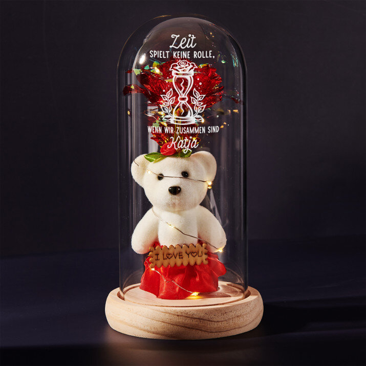 Zeit spielt keine rolle - Ewige Rose mit Teddybär