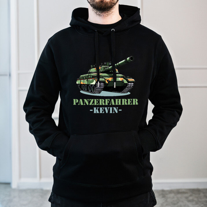 Panzerfahrer - Schwarzer Kapuzenpullover für Herren