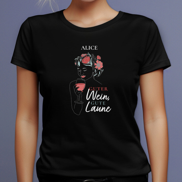Guter wein gute laune - Schwarzes T-Shirt für Damen