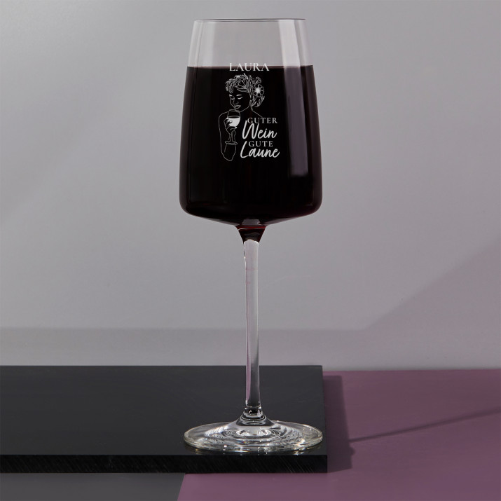 Guter wein gute laune - Kristall Weinglas