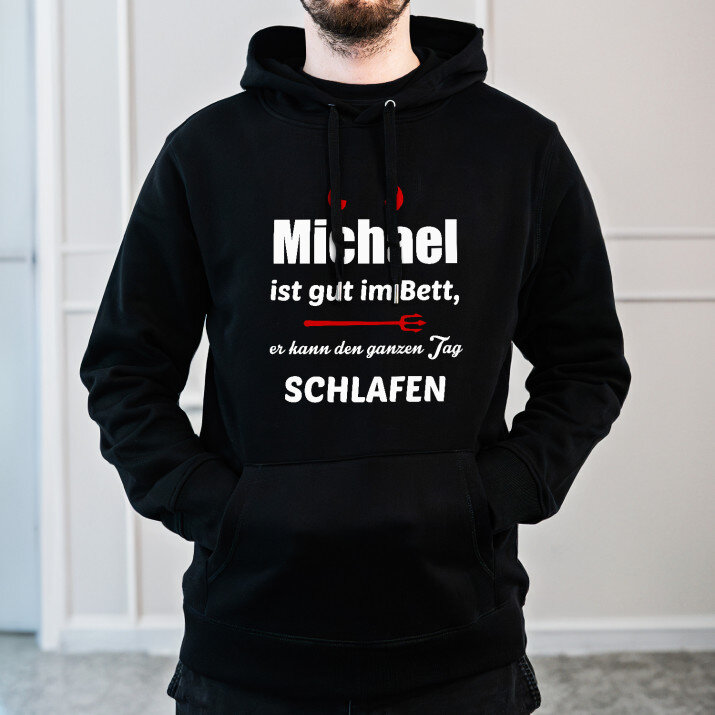 Gut im Bett - Schwarzer Kapuzenpullover für Herren
