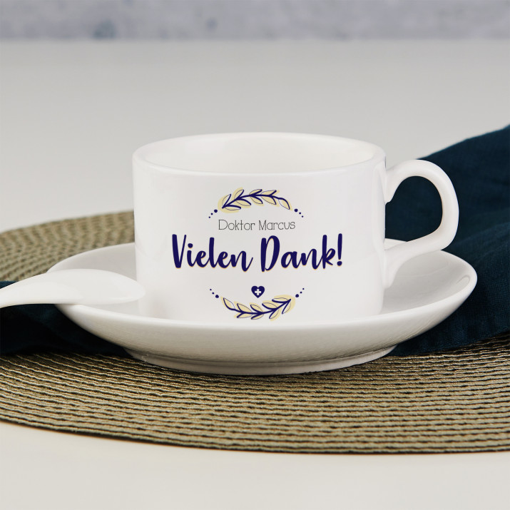 Doktor, Vielen Dank - Tasse mit Untertasse