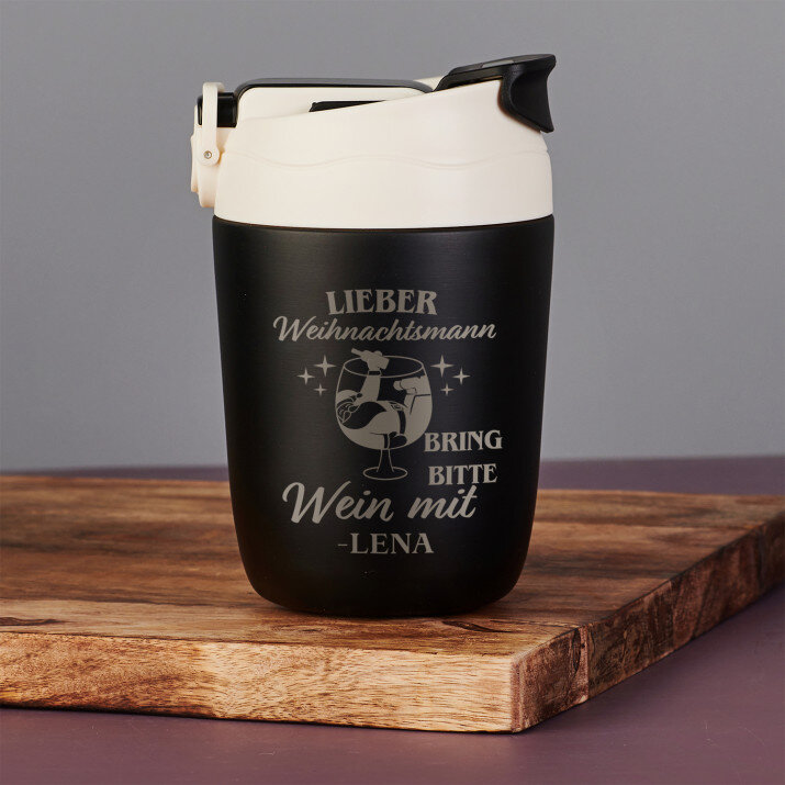 Lieber Weihnachtsmann, bring bitte Wein mit - Thermobecher 360 ml