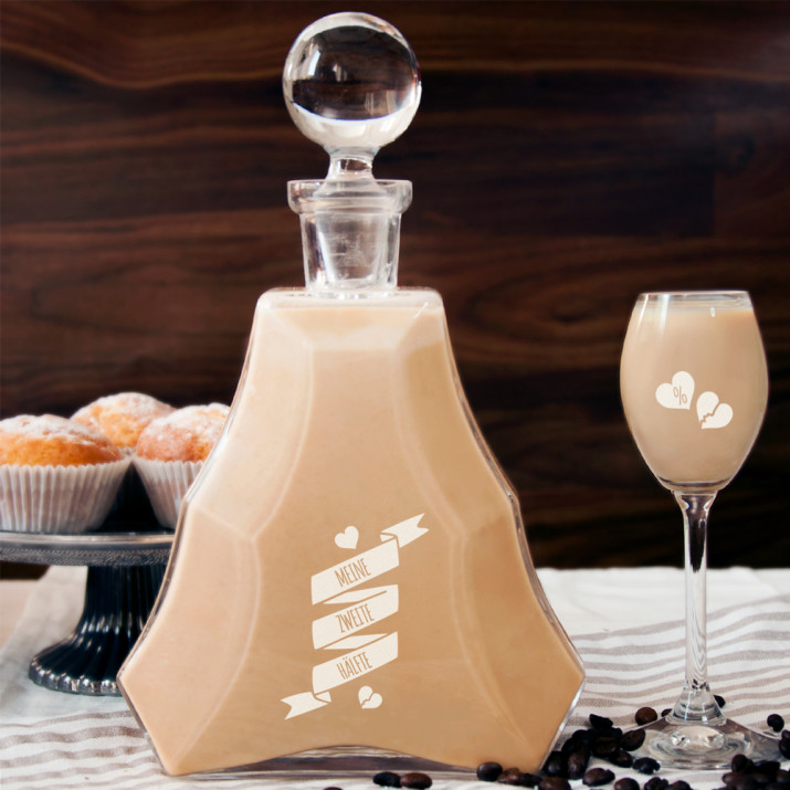 Zweite Hälfte - Likörkaraffe und Gläser - Set mit Gravur