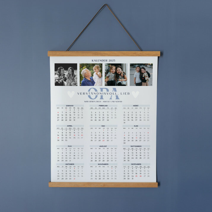 Opa - Poster-Kalender mit Holzleisten
