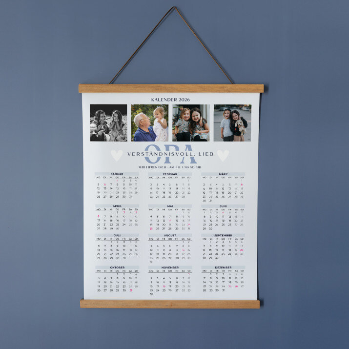 Opa - Poster-Kalender mit Holzleisten