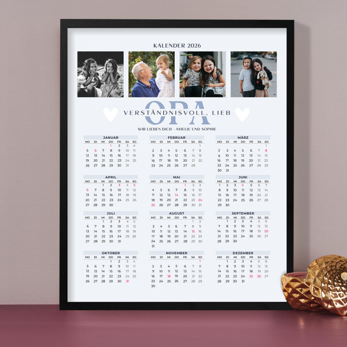 Opa - Kalender im Rahmen