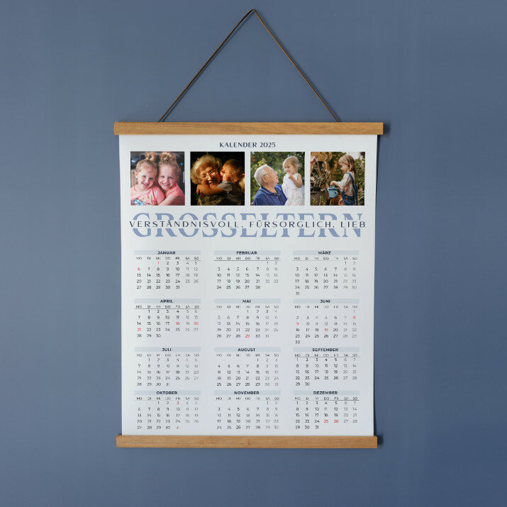 Großeltern - Poster-Kalender mit Holzleisten