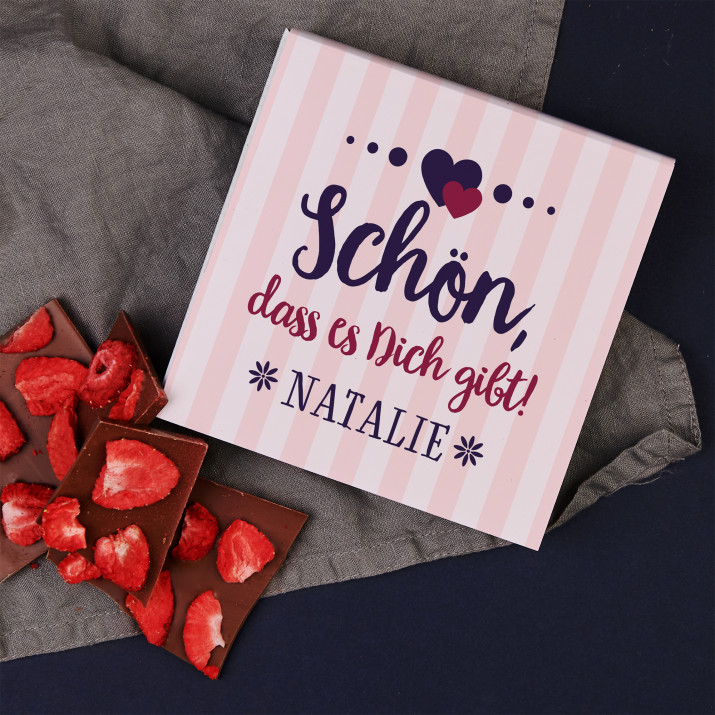 Schön, dass es Dich gibt - Schokolade mit Erdbeeren