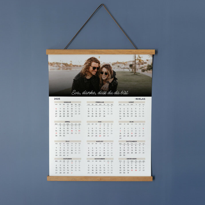 Danke, dass du da bist - Poster-Kalender mit Holzleisten