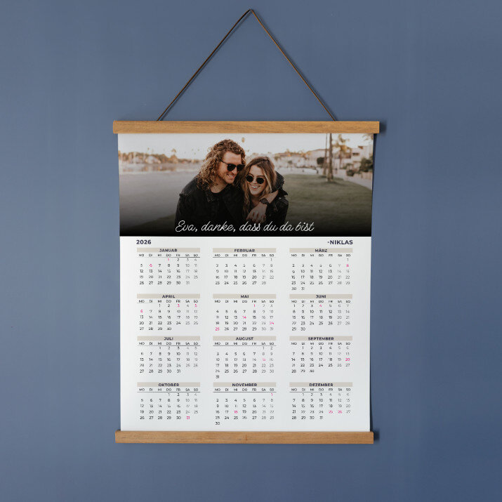 Danke, dass du da bist - Poster-Kalender mit Holzleisten