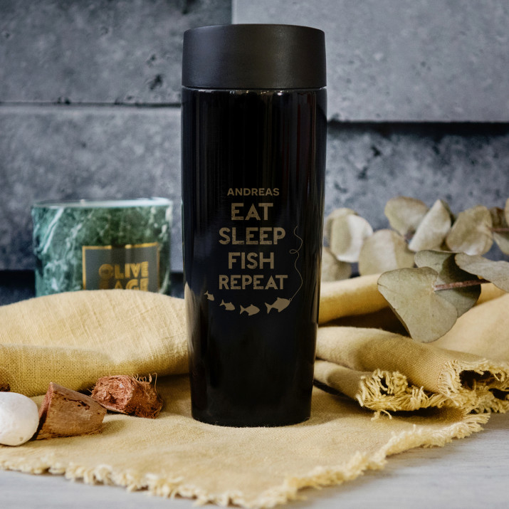 Eat, sleep, fish - Thermobecher