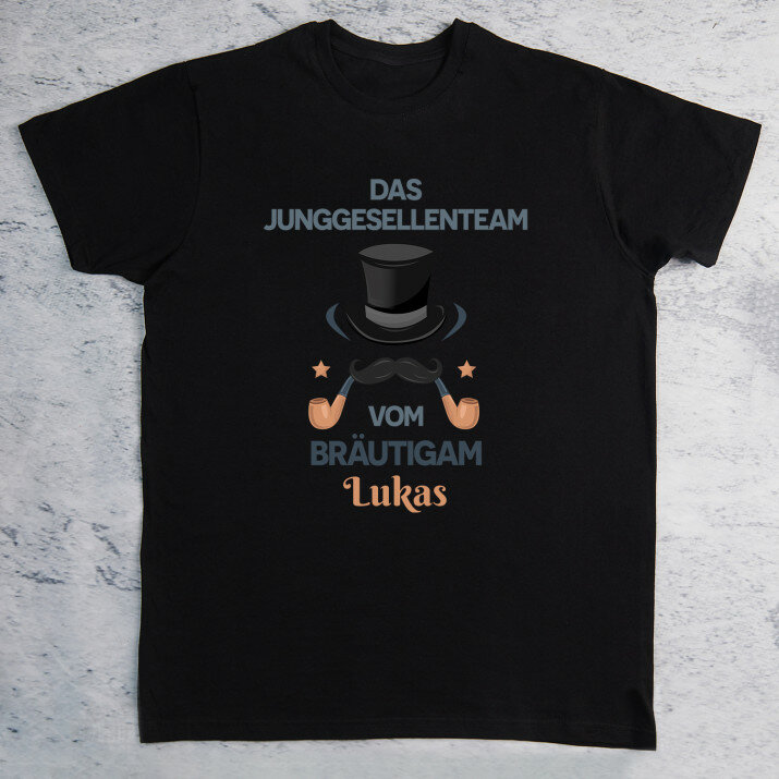 Junggesellenteam - Schwarzes T-Shirt für Herren