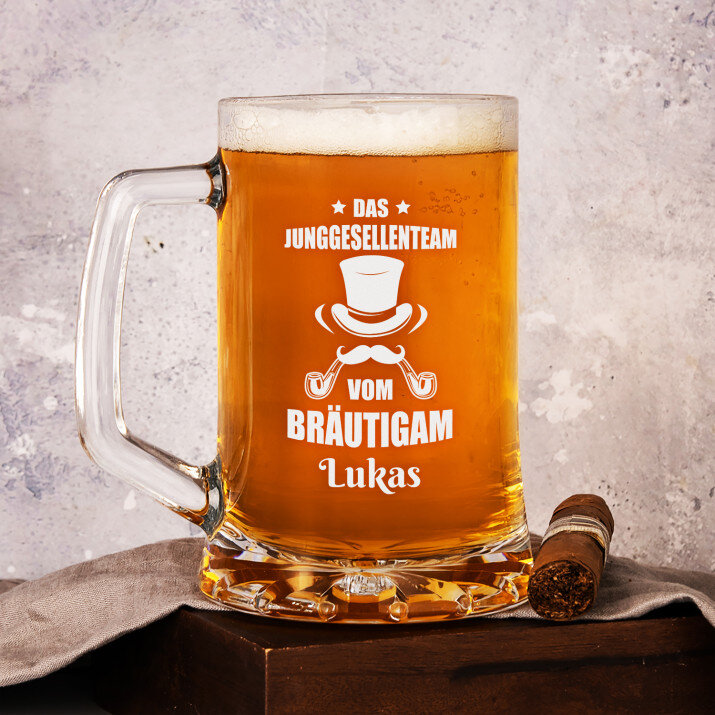 Junggesellenteam - personalisierter Bierkrug