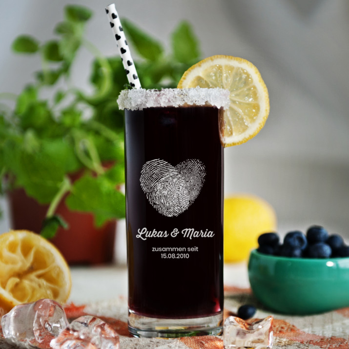 Fingerprints - Longdrinkglas mit Gravur